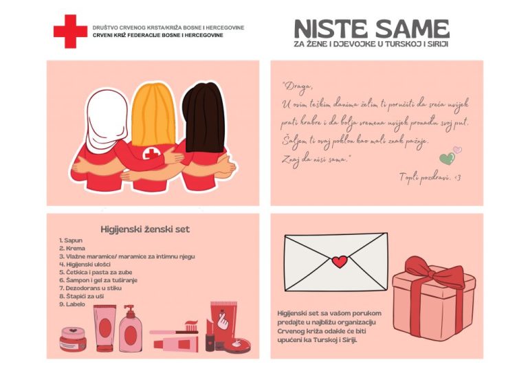 Crveni križ FBiH pokrenuo kampanju ‘Niste same, za žene i djevojke u Turskoj i Siriji’
