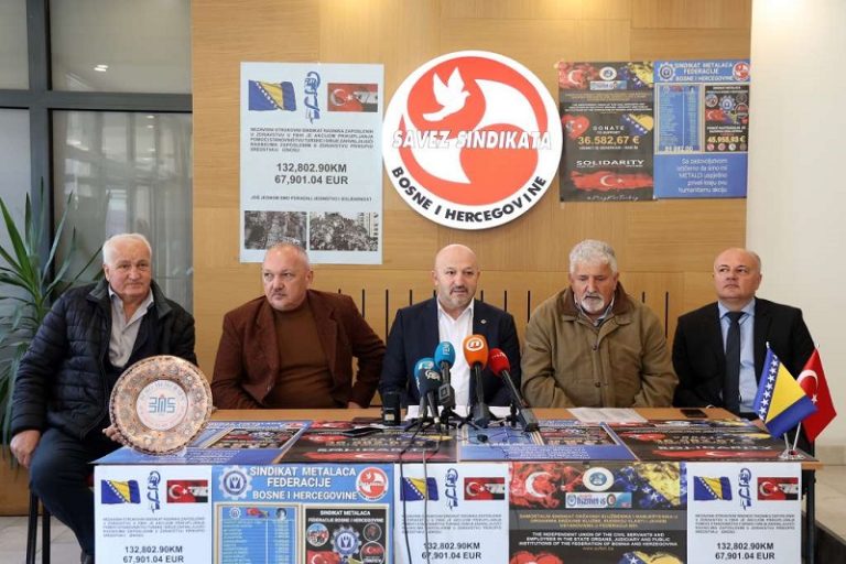Kurtović: Granski sindikati prikupili 564.866 KM za Tursku i Siriju