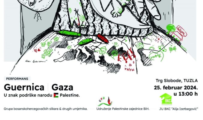 Danas na Trgu slobode performans u znak podrške narodu Palestine i Gaze