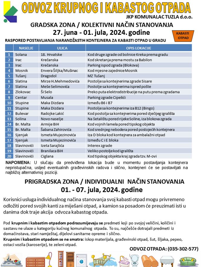 Komunalac, odvoz otpada, kabasti otpad, akcija odvoza otpada