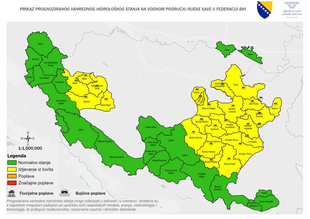 vodostaj bih Prognoziran porast vodostaja na većem dijelu vodnog područja rijeke Save u FBiH