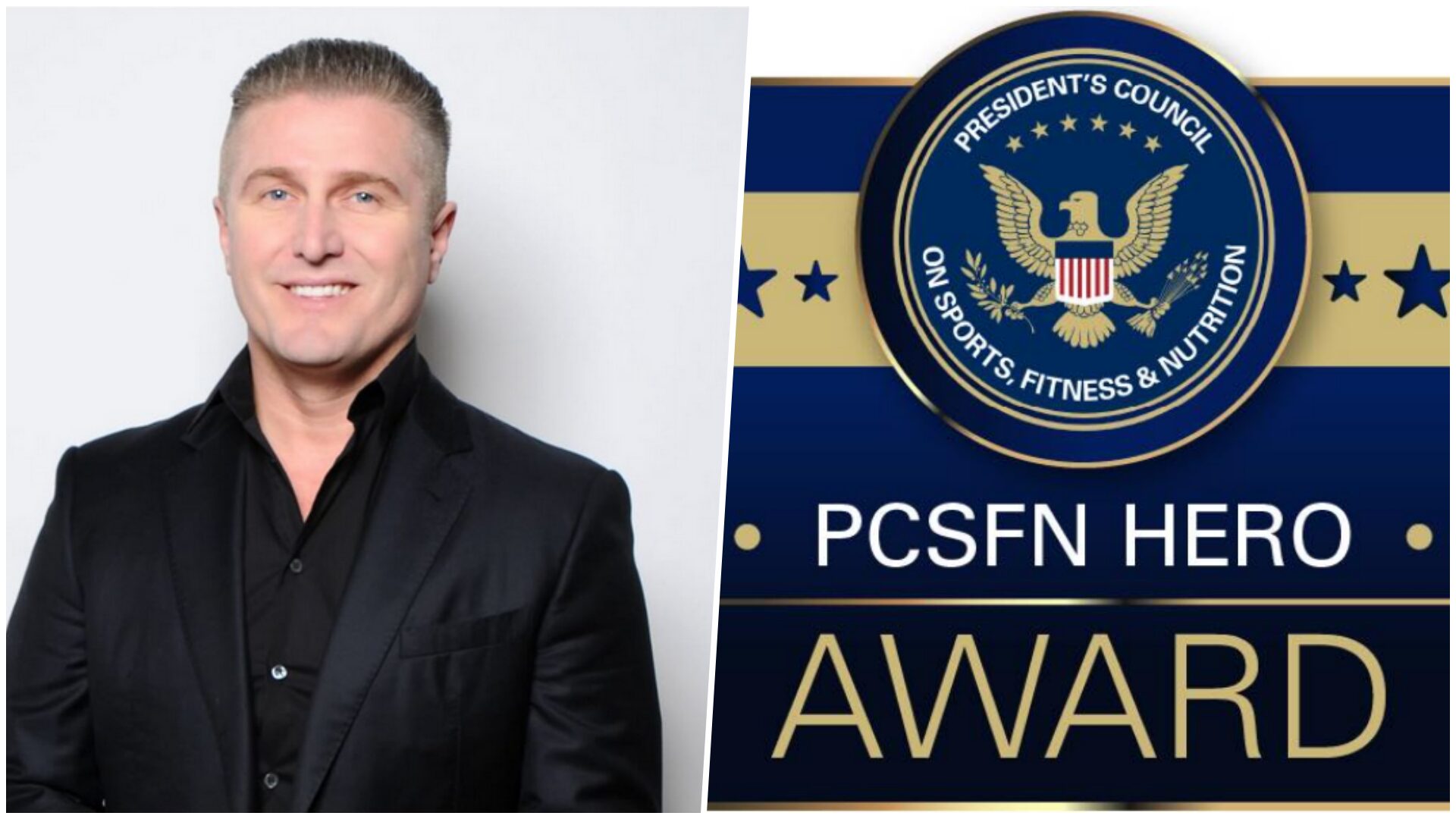 Samir Bečić i nagrada Samir Bečić pored nagrade PCSFN HERO