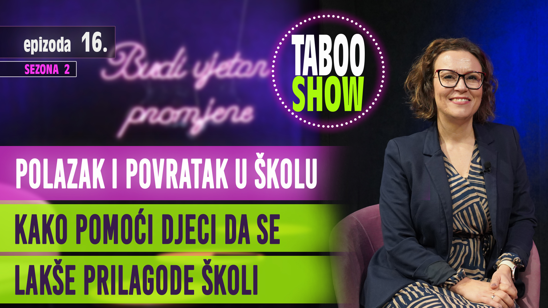 Naslovna fotografija za 16. epizodu 2. sezone podcasta Taboo Show RTV Slon Tuzla. U epizodi razgovaramo o povratku u školu.