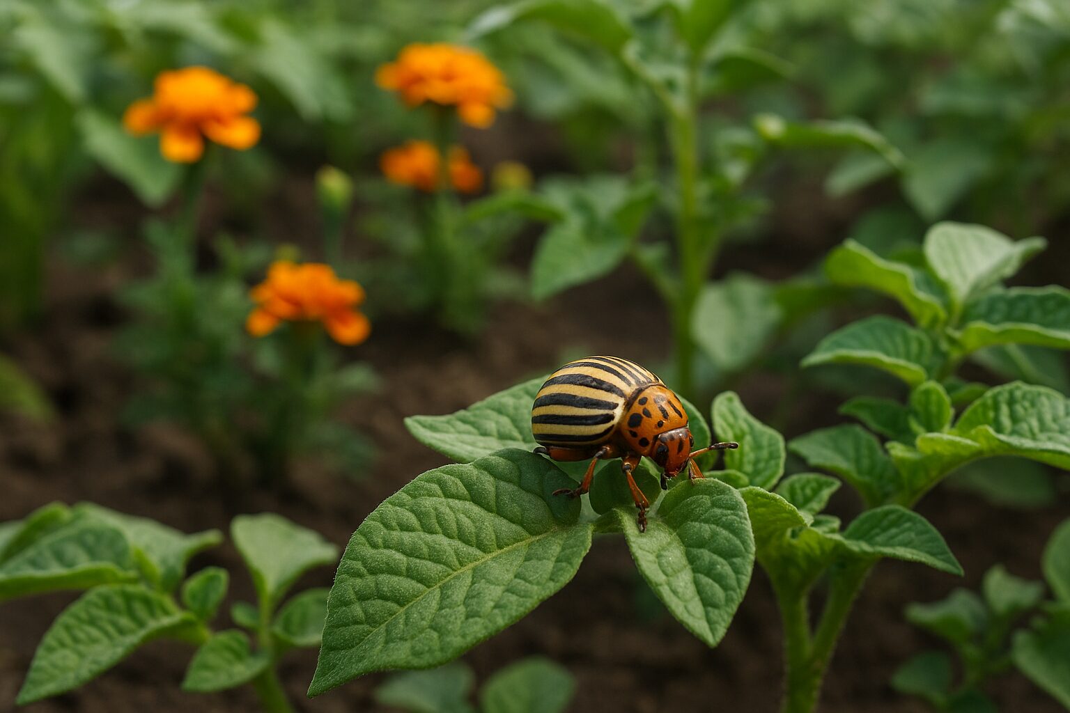 krompirova zlatica naslovna Krompirova zlatica na listu krompira, štetočina koja napada domaće bašte