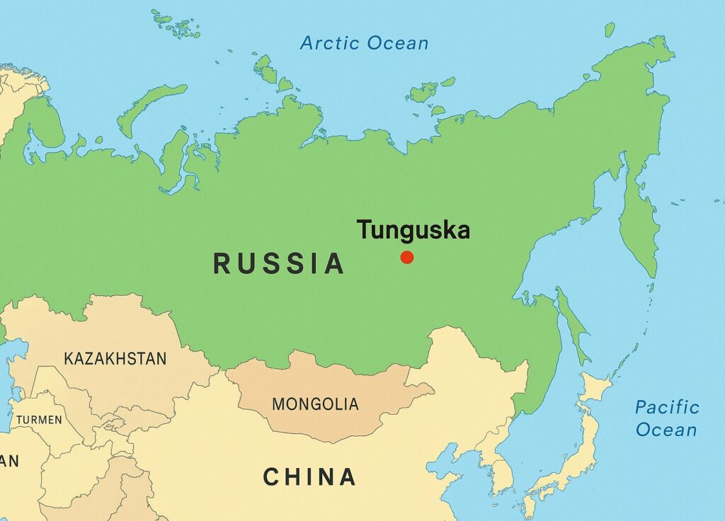 balkanske fraze djetinjstva, mamipare, tunguzija, šarena laža Bojena karta Rusije s jasno označenom regijom Tunguska i susjednim državama.