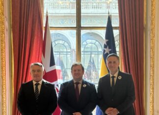 Član Predsjedništva BiH dr. Denis Bećirović razgovarao je u Londonu s ministrom za evropske zemlje, Sjevernu Ameriku i prekomorske teritorije UK Stephenom Doughtyjem.