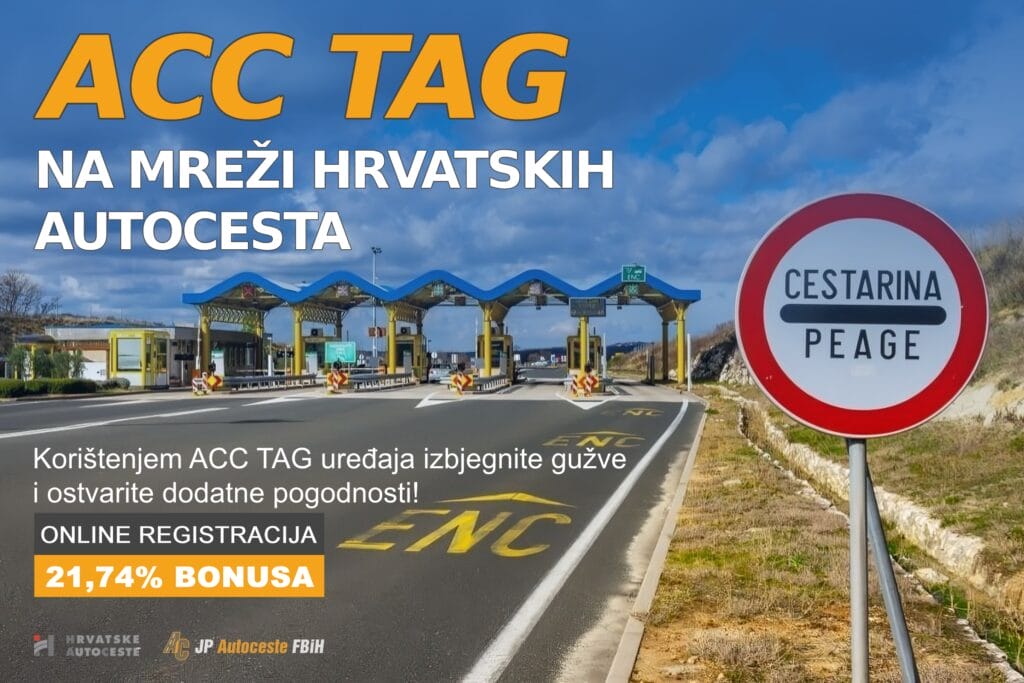 ACC TAG Vozačima u Bosni i Hercegovini od sada je omogućena online registracija ACC TAG uređaja za korištenje na autocestama u Hrvatskoj, saopćeno je iz Autocesta Federacije BiH.