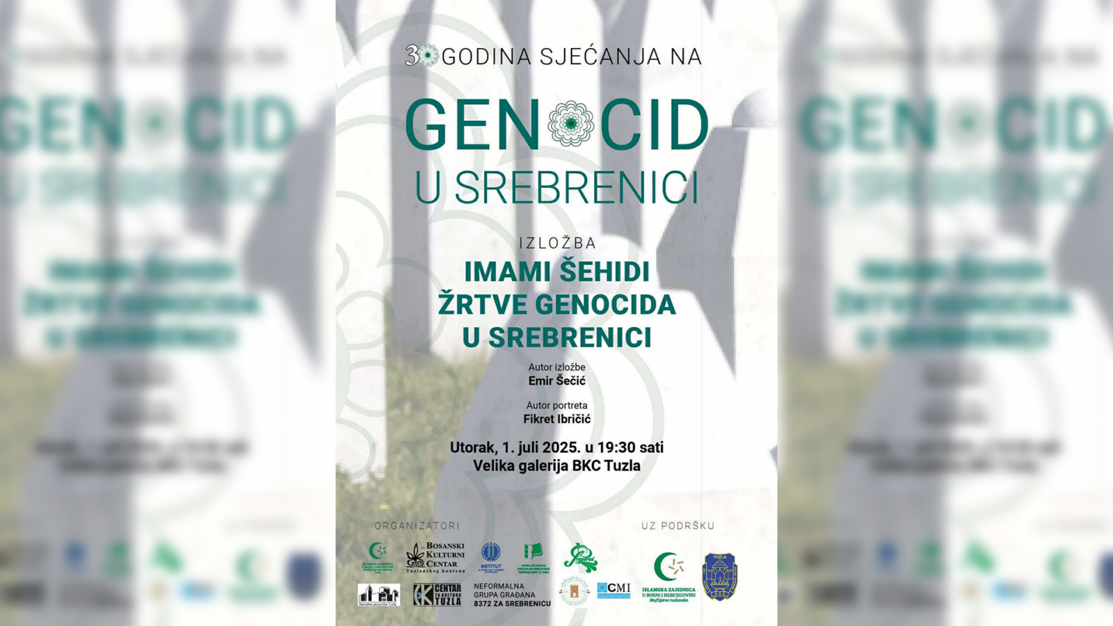 Poster za izložbu bkc tuzla, srebrenica, genocid
