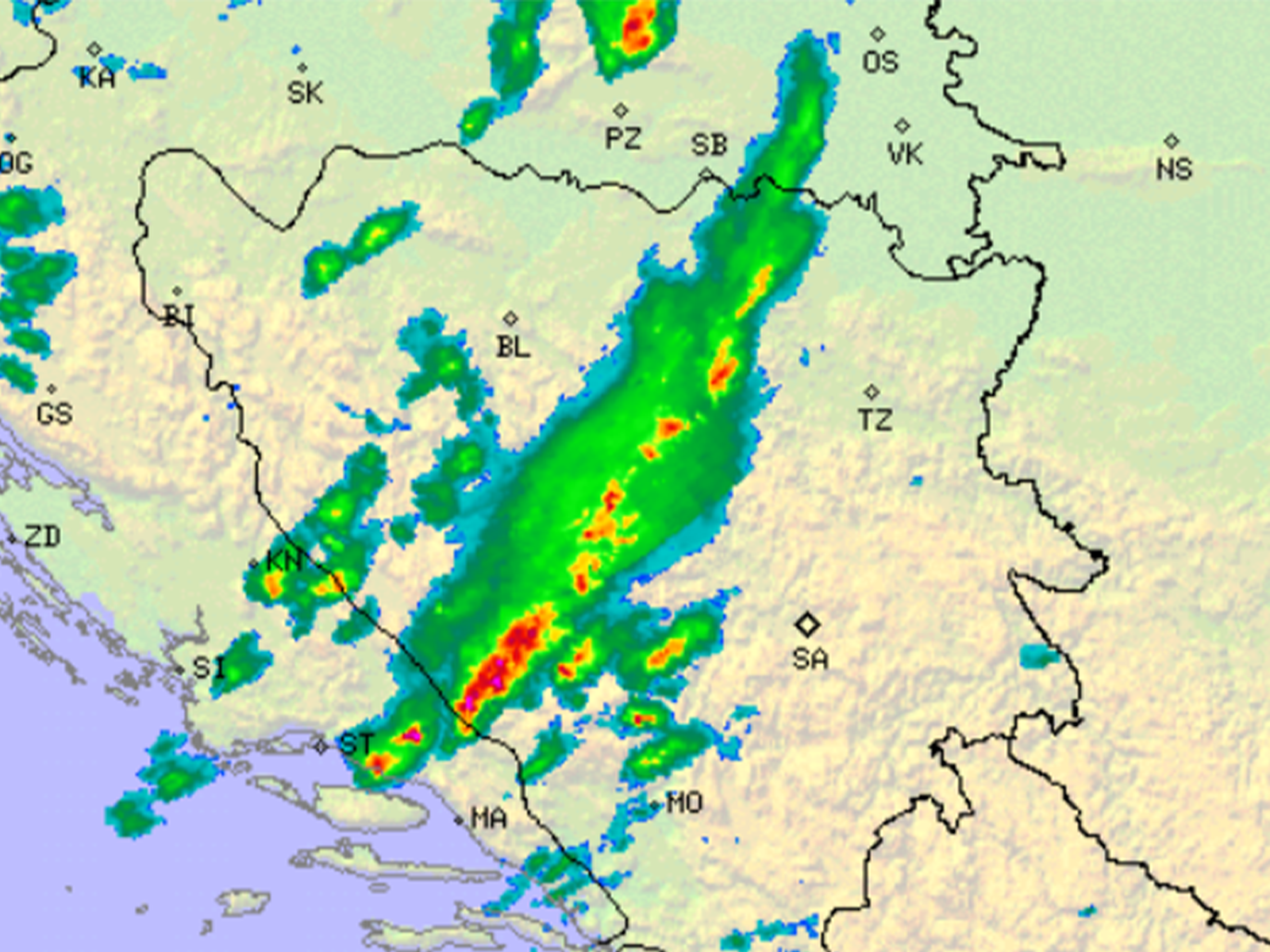 Nevrijeme u BiH: Teški kišni oblaci iznad središnjeg dijela zemlje kreću prema sjeveru i sjeveroistoku