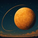 Retrogradni Merkur, Ilustracija planete Merkur u retrogradnom kretanju na noćnom nebu s tragom putanje