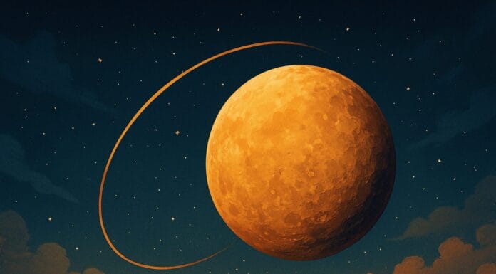 Danas počinje retrogradni Merkur: Šta to znači sa naučnog, a šta sa astrološkog aspekta? Retrogradni Merkur, Ilustracija planete Merkur u retrogradnom kretanju na noćnom nebu s tragom putanje