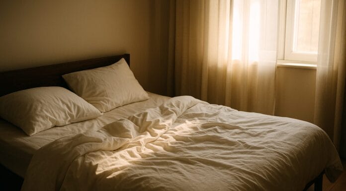 Depresija nakon odmora – zgužvan krevet obasjan jutarnjim svjetlom koje ulazi kroz zavjese