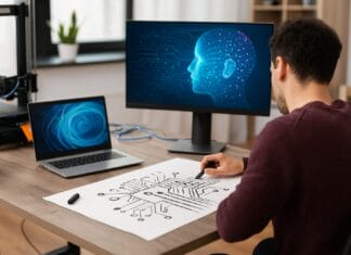 Doprinos umjetnika tehnologiji, Umjetnik kombinuje umjetnost i tehnologiju crtajući digitalni dizajn uz računar i 3D printer.