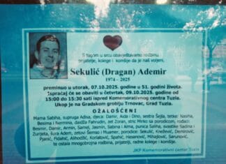 Preminuo profesor Elektrotehničke škole Tuzla Ademir Sekulić