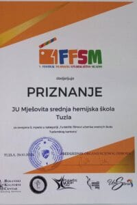 Učenici Hemijske škole Tuzla treći na Festivalu filmskog stvaralaštva mladih