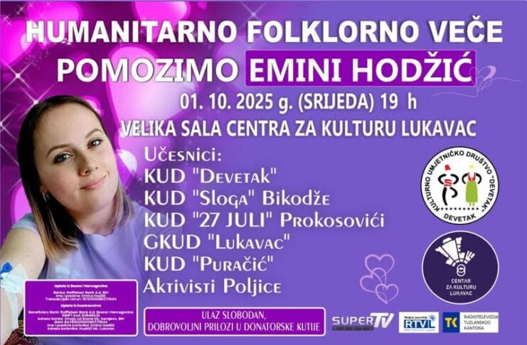 Humanitarno folklorno veče u Lukavcu za pomoć Emini Hodžić