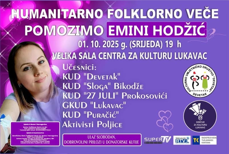Humanitarno folklorno veče u Lukavcu za pomoć Emini Hodžić