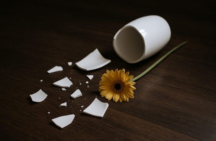 razbijena vazna sa cvijećem Trgovina ljudima u Tuzlanskom kantonu, foto ilustracija za autorski tekst, komentar