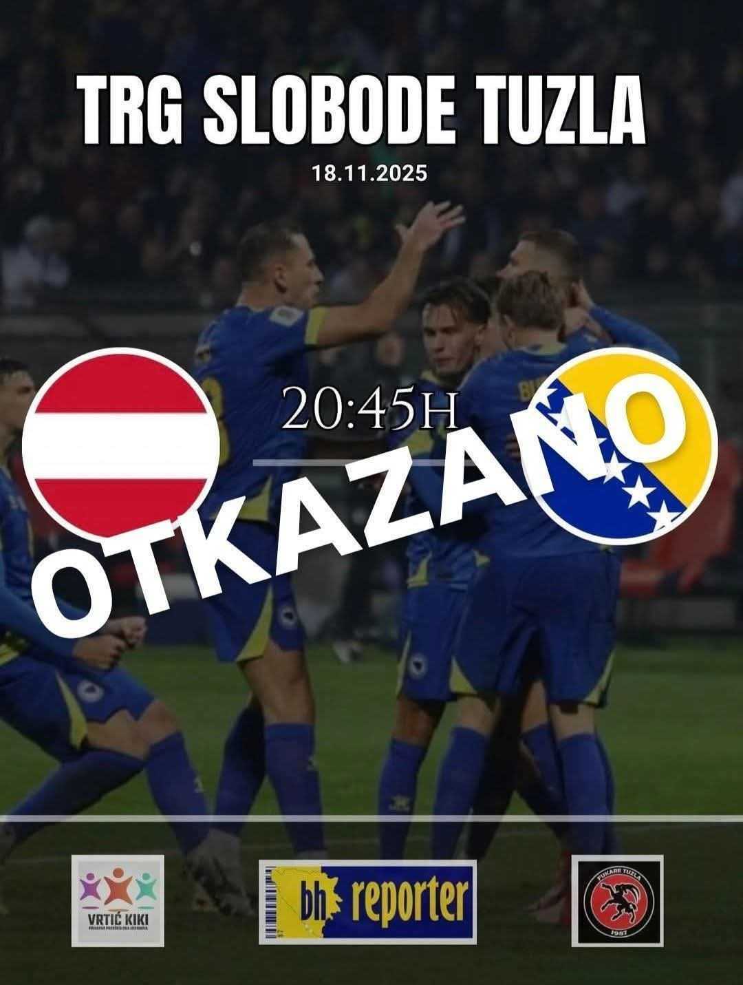 Otkazano javno gledanje utakmice BiH – Austrija na Trgu slobode