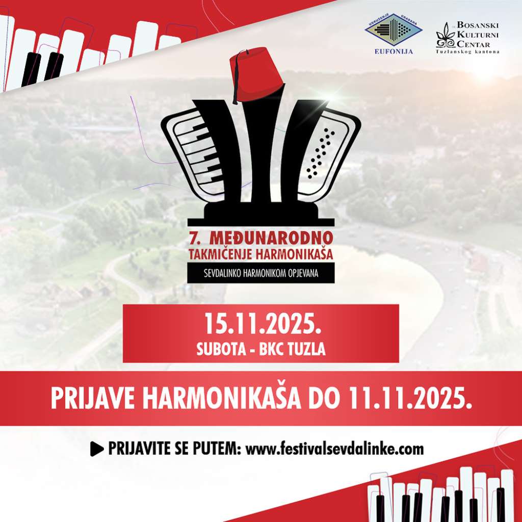 Međunarodno takmičenje harmonikaša 'Sevdalinko, harmonikom opjevana' 15. novembra u Tuzli