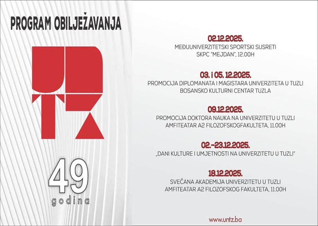 49 godina Univerziteta u Tuzli: Program obilježavanja jubileja donosi nauku, kulturu i sport