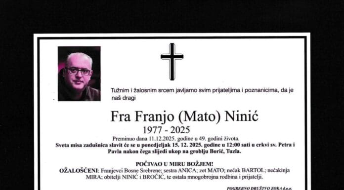 Poznat termin sahrane fra Franje Ninića