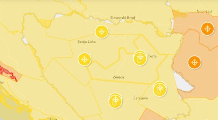 Meteoalarm širom BiH: Snijeg u većem dijelu zemlje, kiša i obilne padavine na jugu