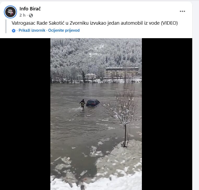 /VIDEO/ Vatrogasac izvukao automobil iz rijeke