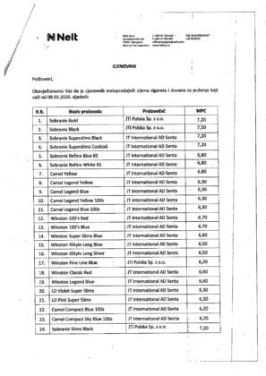 Nove cijene cigareta Nelt februar 2026 1