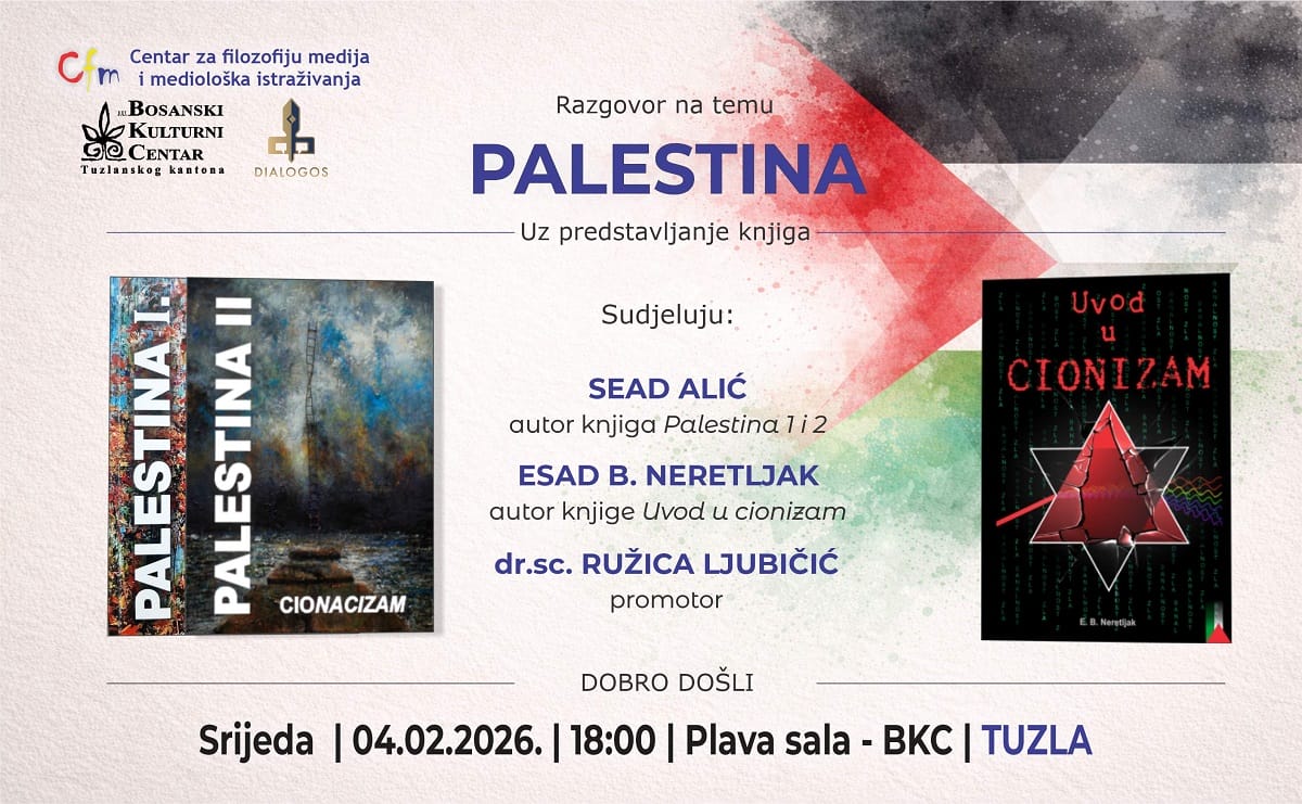 razgovori_plakat Razgovor na temu Palestina i promocija tri knjige sutra u BKC Tuzla