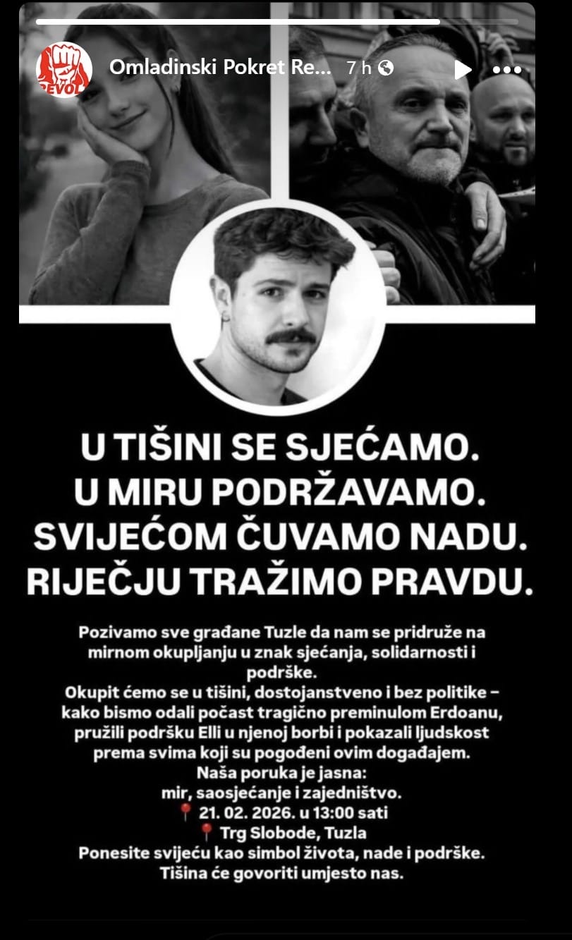 Mirno okupljanje u Tuzli: Građani pozvani na Trg slobode u znak sjećanja i podrške