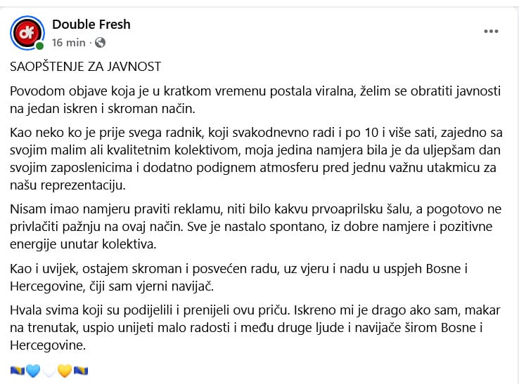 Nakon viralne objave oglasio se Amir Sejdinović, evo šta je rekao za nagradu radnicima