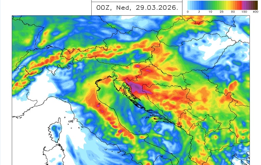 Očekivana količina kiše do nedjelje: www.meteoadriatic.net