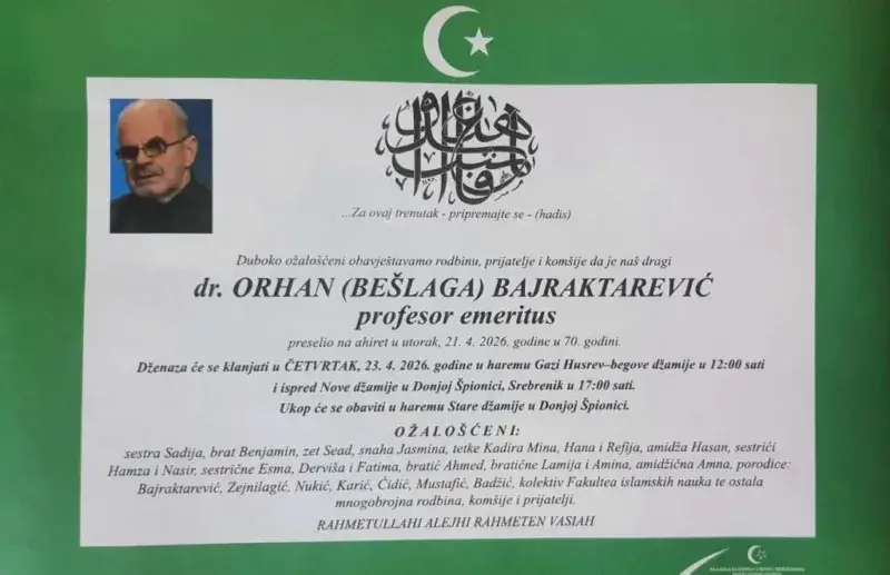 orhan bajraktarevic Preminuo prof. dr. Orhan Bajrektarević, ugledni profesor islamske filozofije