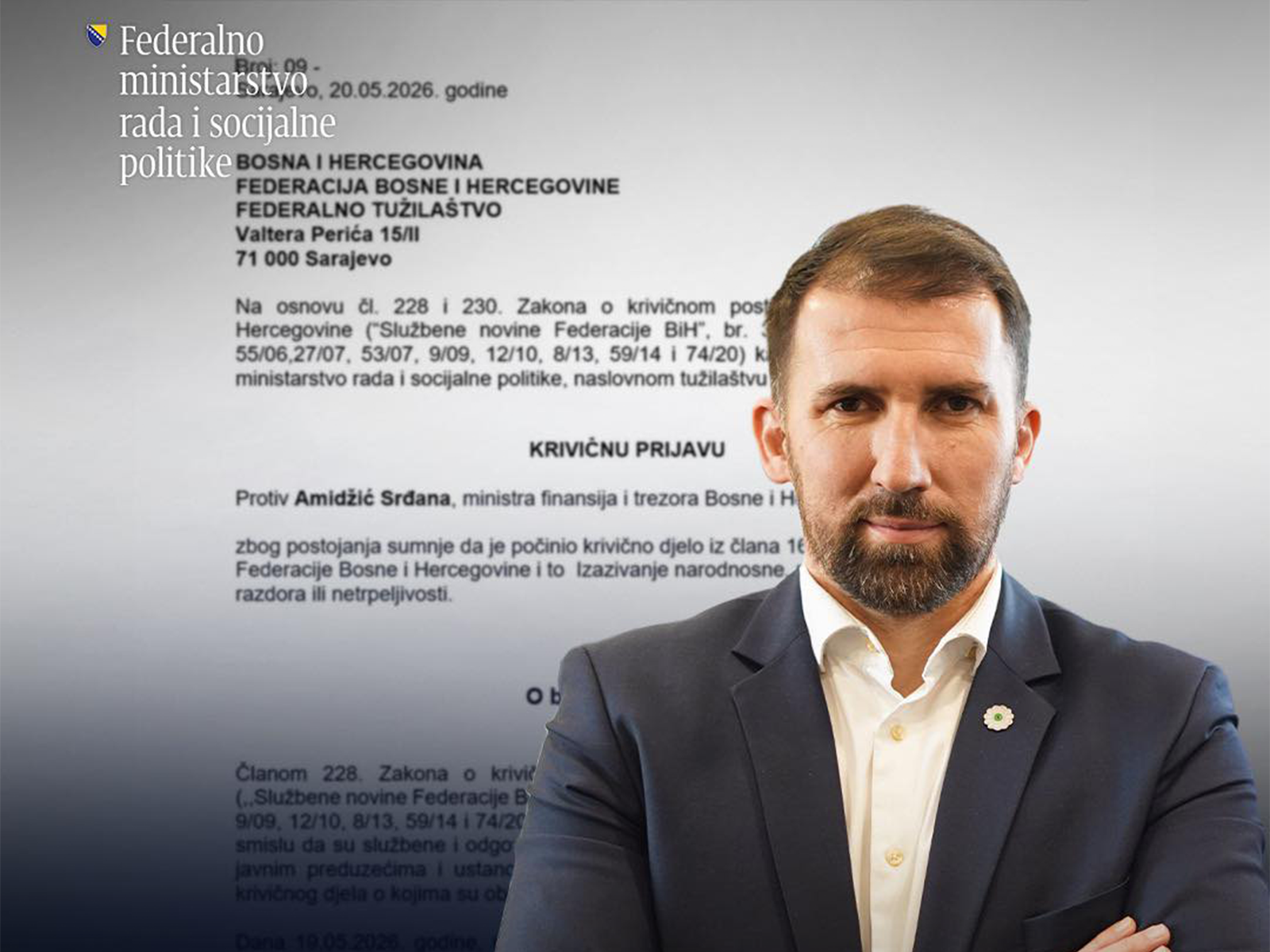Delić podnio krivičnu prijavu protiv Srđana Amidžića