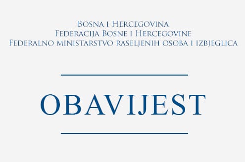 OBAVIJEST (1) Utvrđena konačna rang lista projekata za pomoć održivom povratku u BiH