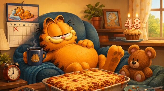 Garfield slavi 48. rođendan uz lazanje, kafu i plišanog medvjedića Pookyja