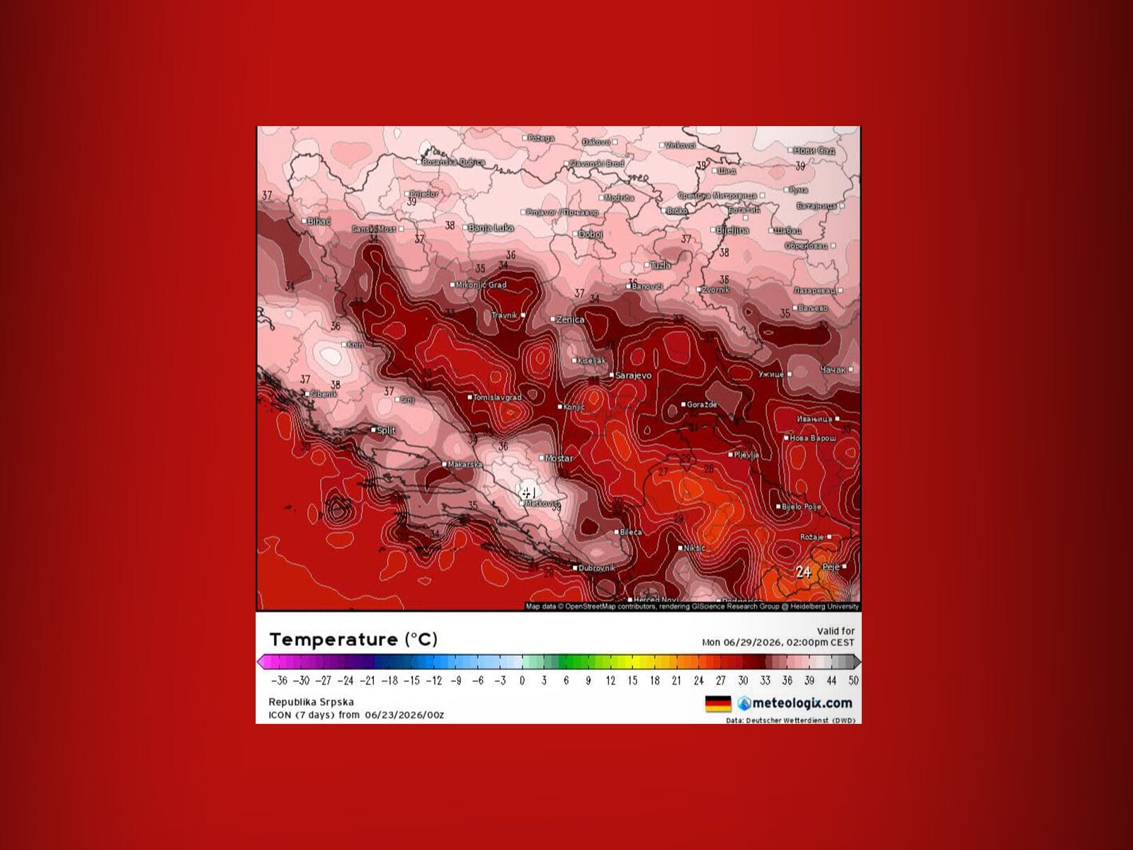 visoke temeprature BH Meteo najavljuje ozbiljan talas vrućina, temperature lokalno do 42 stepena