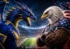 Zmajevi protiv Amerike u nokaut fazi Svjetskog prvenstva, ilustracija zmaja u bojama BiH i američkog orla na stadionu