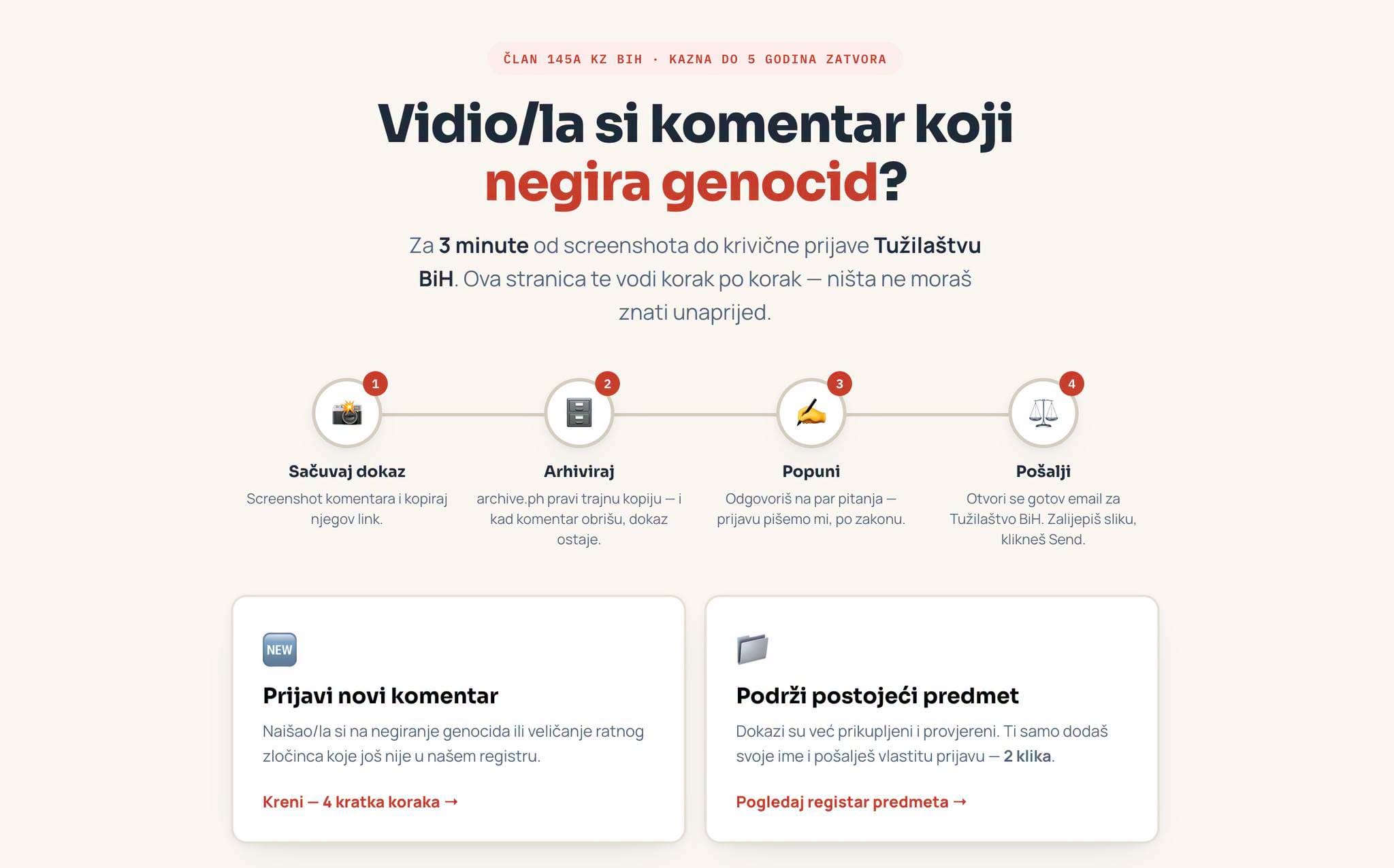 Za 24 sata više od 300 prijava zbog negiranja genocida i veličanja ratnih zločinaca