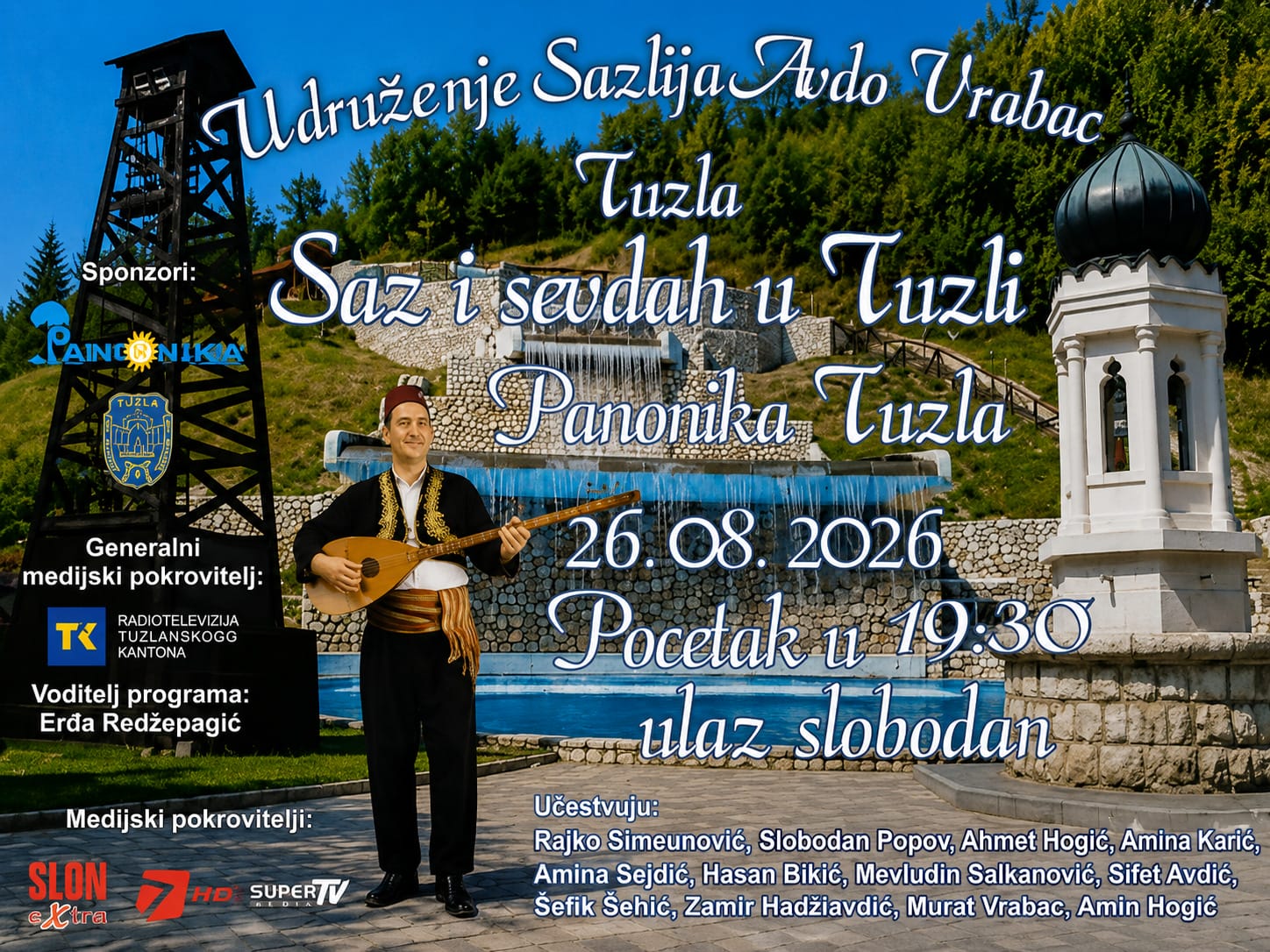 saz i svedah „Saz i sevdah u Tuzli“ u srijedu na Panonici, ulaz slobodan
