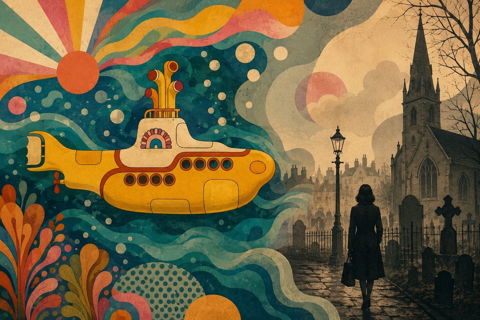 Yellow Submarine i Eleanor Rigby, 60 godina od objavljivanja Ilustracija povodom 60 godina pjesama Yellow Submarine i Eleanor Rigby grupe The Beatles